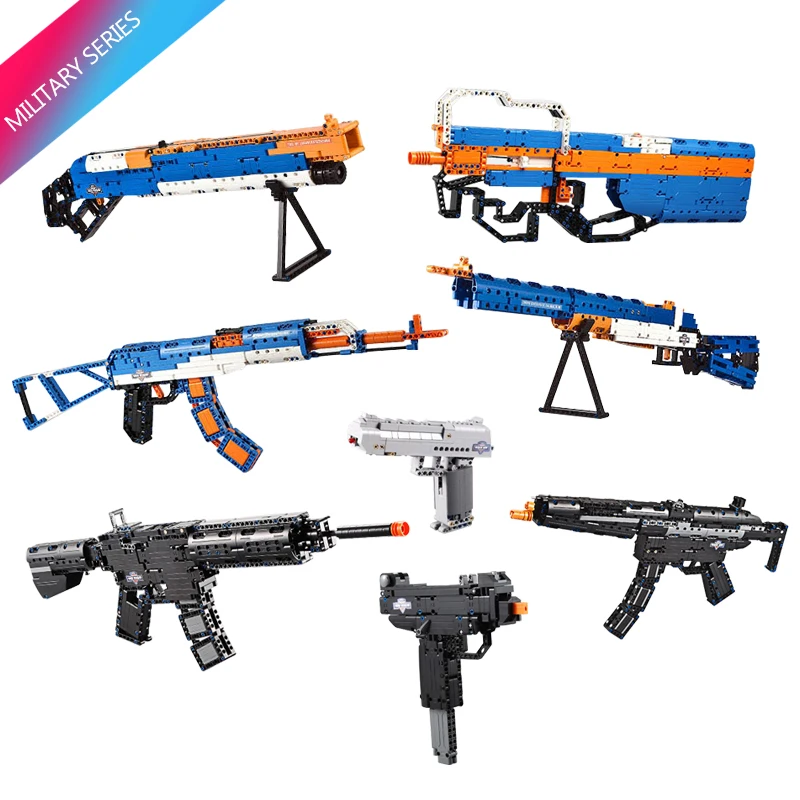 Legoing Military Six Models PUBG Waepon Gun Model Compatible Swat Team Eat Chicken Weapons Guns Building Blocks  Children