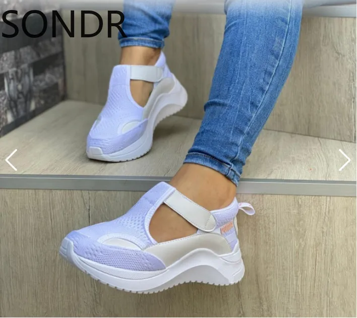 Buen valor Zapatillas de deporte con plataforma para mujer, zapatos de marca de suela gruesa de malla auténtica, para otoño, 2021 YDwpe1NLYGM