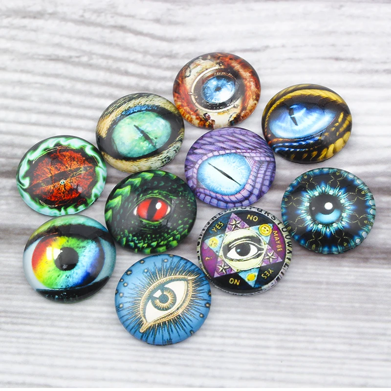 

Mixed Dragon Animal Eyes Photo Round Glass Dome Cabochon 8mm 10mm 12mm 14mm 16mm 18mm 20mm 25mm 30mm Flat Back DIY Accessories
