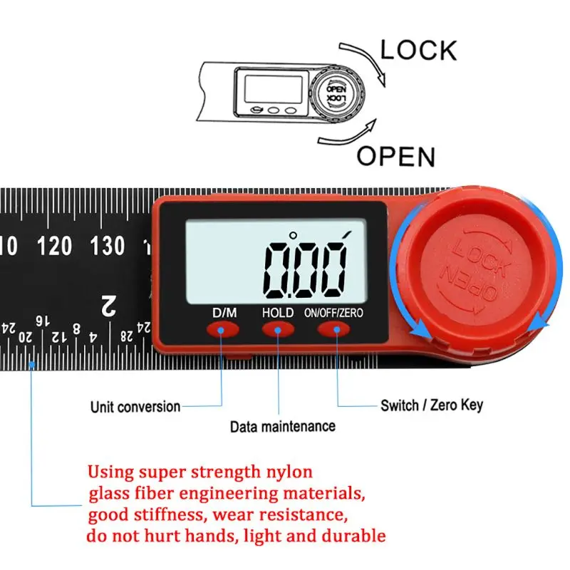  200mm Digital Angle Inclinometer Angle Measure Meter Electronic Goniometer Protractor Finder Measur