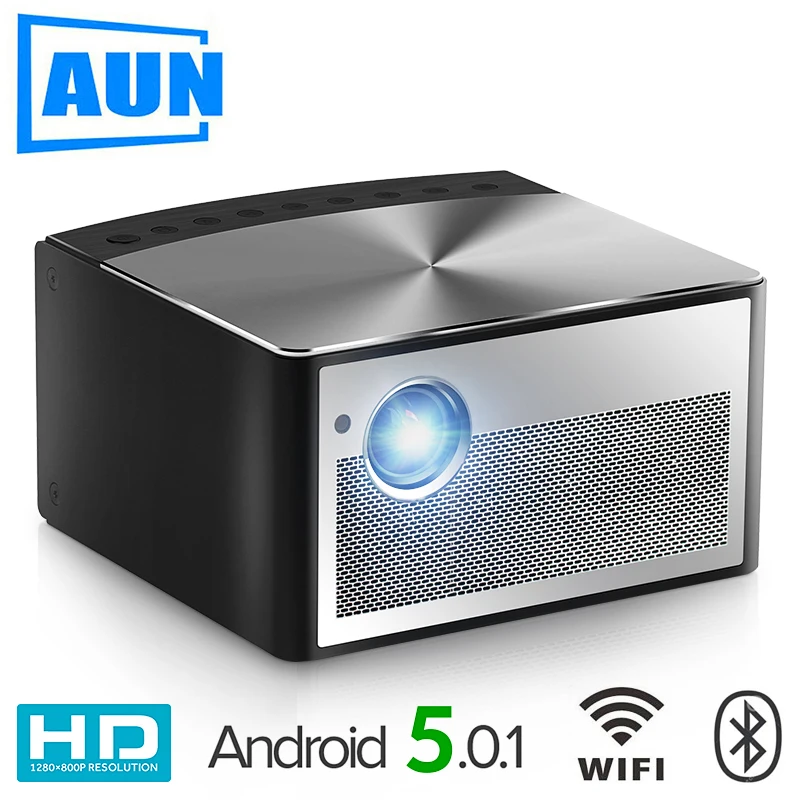 Умный проектор AUN H1 1300 ANSI люменов. Память: 2 ГБ + 16 Гб. Встроенный Android Wi Fi HD