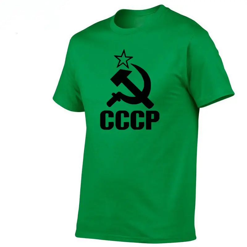 Летние русские футболки CCCP для мужчин, футболки с коротким рукавом, футболки с круглым вырезом из хлопка для мужчин - Цвет: 14