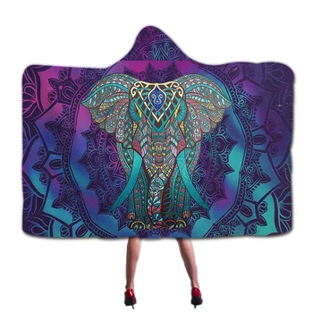

Animals India Elephant Hooded Blanket Portable Winter Microfiber Hoodie Blanket Cloak Blankets Sofa Bed Throw Weight Blankets