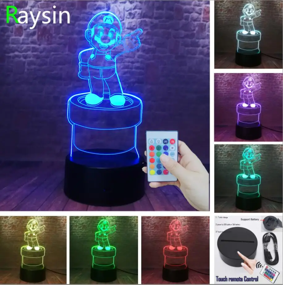 Controller 7 Color Игра Супер Марио действие фигурная лампа 7 цветов изменить светодиодный сенсорный ночник ребенок подростков бутылка для освежителя воздуха Дети Рождественские день рождения подарки - Испускаемый цвет: Controller 7 Color