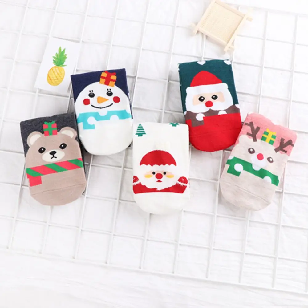 Дизайн, носки с рождественским Санта Клаусом женские хлопковые короткие зимние носки с лосем Милые Носки с рисунком оленя, снеговика подарок на год