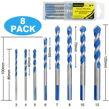 

8PCS 3-12MM Multifunctional Tile Drill Bits Set For Ceramic Glass Wall Drilling For Special Grinding Technology