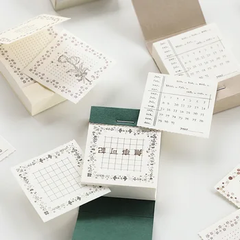 

100 Sheets Planner Memo Pad with Tooth Thread Tearable Basic Message Memo Note Journal Decoration Collage Stationery