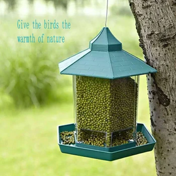 

Hexagonal Wild Bird Feeder Plastic Hanging Bird Food Container Garden Decoration for Household Animal Birds Decoration