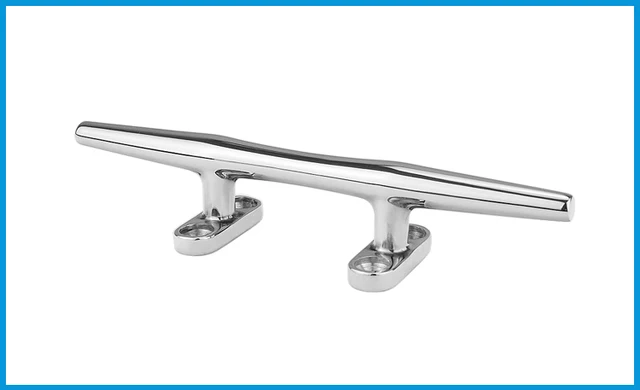 Highly polished stainless-steel cleat with an open base is one of the most popular cleats found on most boats