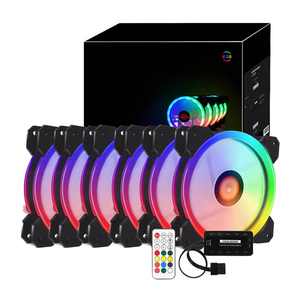 RGB PC вентилятор 12 В 6 Pin 12 см охлаждающий вентилятор с контроллером для компьютера Бесшумная игровая подставка NC99 - Цвет лезвия: Choice 6