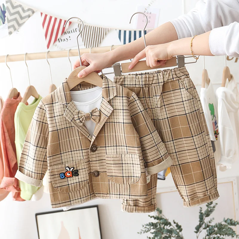 The new autumn suit for men in 2020 is a three-piece tuxedo of Korean children's folding collared | Детская одежда и обувь