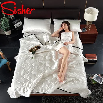 

Stain Silk Summer Air Conditioning Quilt Soild Color Breathable Thin Comforter Modern Bedspread (No Pillowcase and Bed Sheet)