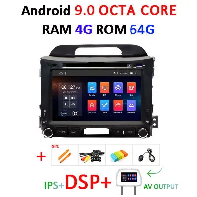 Android 9,0 4G 64G DSP ips AV выход автомобильный gps для KIA sportage 2011- dvd-плеер Навигация стерео экран радио приемник - Цвет: 9.0 4G 64G DSP-AVOUT