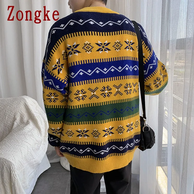 Zongke геометрический зимний свитер, Мужское пальто, пуловер и свитер для мужчин, зимние мужские свитера на осень, новая мужская одежда 5XL