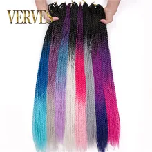 VERVES крючком косы 24 дюймов Омбре Сенегальские вьющиеся волосы 30 корней/упаковка синтетические плетеные волосы для женщин блонд, синий, розовый, коричневый