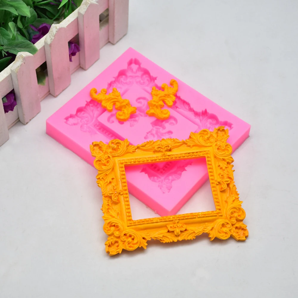 Europ Corner Photo Frame Window Frame Silicone Mold Fondant Chocolate Biscuit DIY Kitchen Dessert Baking Cake Decoration Tools