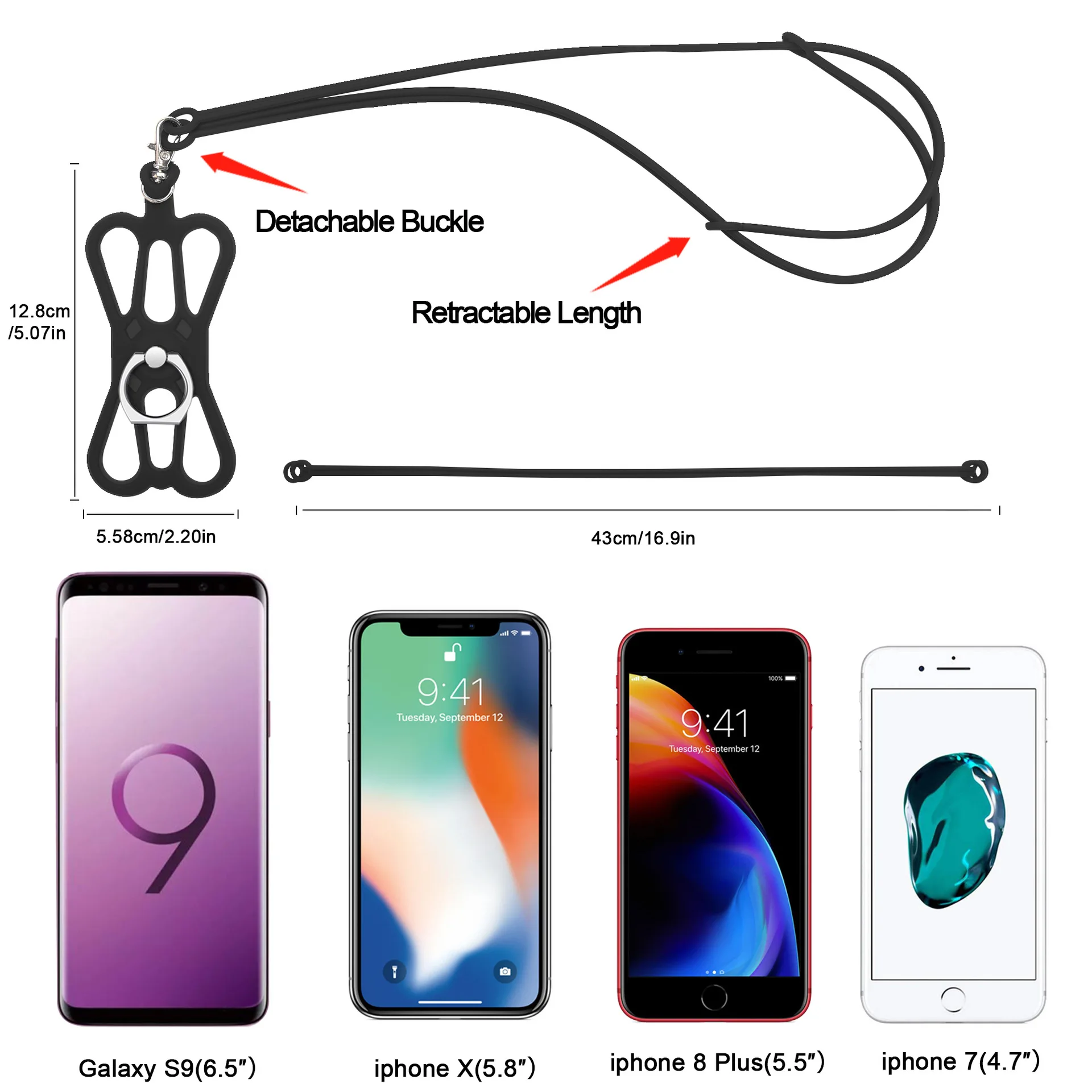 Силиконовый ремешок чехол для телефона для iPhone Универсальный анти-падение портативный Холтер силиконовый телефон ремешок для мобильного телефона samsung