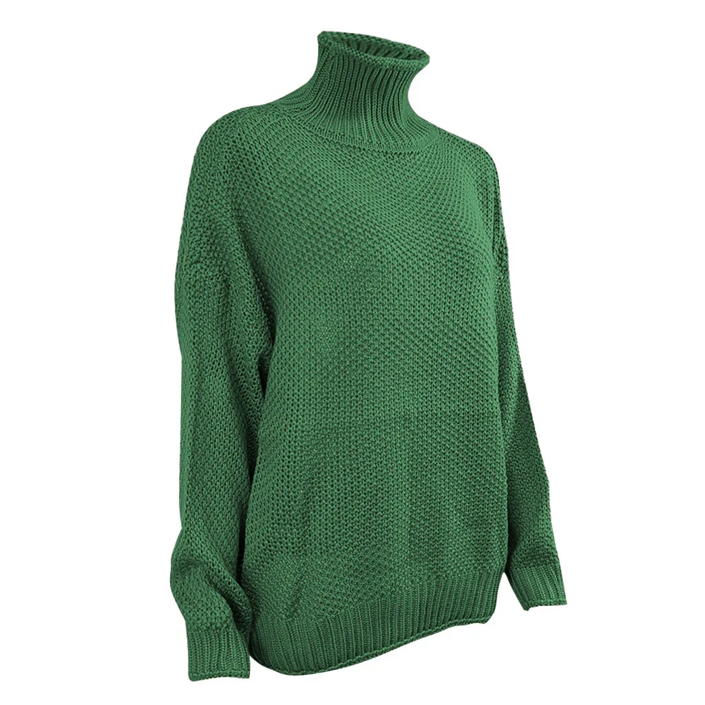 Водолазка Свитер 7 цветов Женский Повседневный вязаный однотонный пуловер с длинными рукавами зеленый Женский Свободный Трикотаж оверсайз дропшиппинг