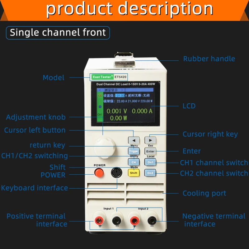 ET5410 Professional electrical programming Digital Control DC Load Electronic Loads Battery Tester Load 400W 150V 40A