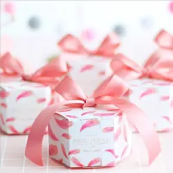 Розовый, серебристый, зеленый, фиолетовый Новый шестигранной Сувениры и подарки поле Бумага конфеты Коробки шоколад сумки детские