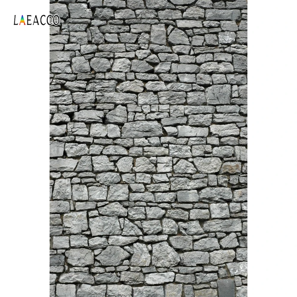Фотофон Laeacco с серыми камнями и кирпичной стеной для детской фотосъемки