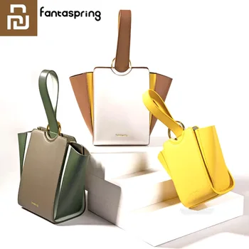 

Youpin FamtaSpring Ring Handbag High Quality Leather Trend Geometric Color Matching for Fashion Ladys Daily