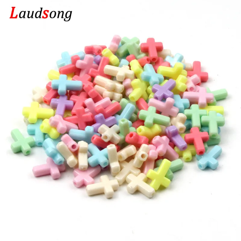 50Pcs/pack 12x16mm Mixed Cross Beads Plastic Acrylic Spacer Beads For Jewelry Making Necklace DIY Bracelet Wholesale