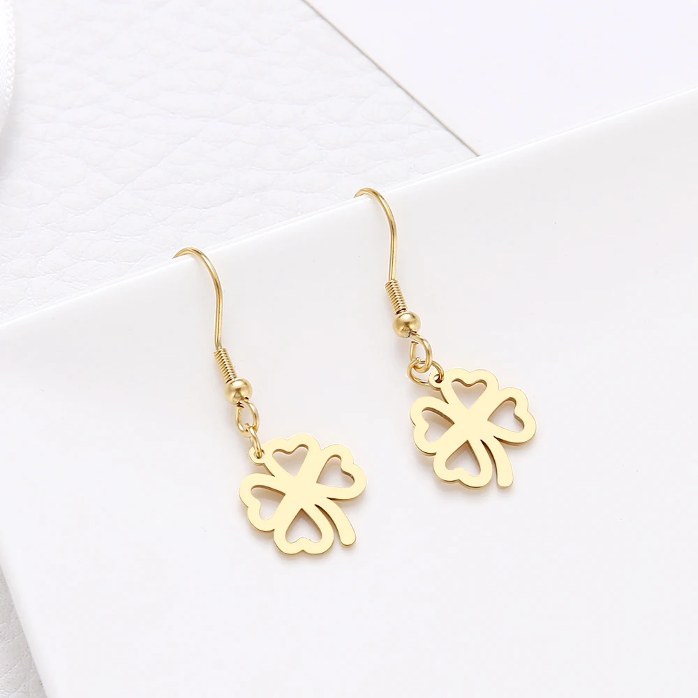 DOTIFI For Women Earring Best selling lucky Hollow Clover Flower Stainless Steel Gold Silver Color Fashion Engagement Jewelry | Украшения и