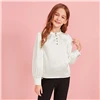 SHEIN/детская белая сатиновая блузка на пуговицах с рукавами-фонариками для девочек; рубашка; топы для детей; коллекция года; Осенние повседневные блузки с длинными рукавами