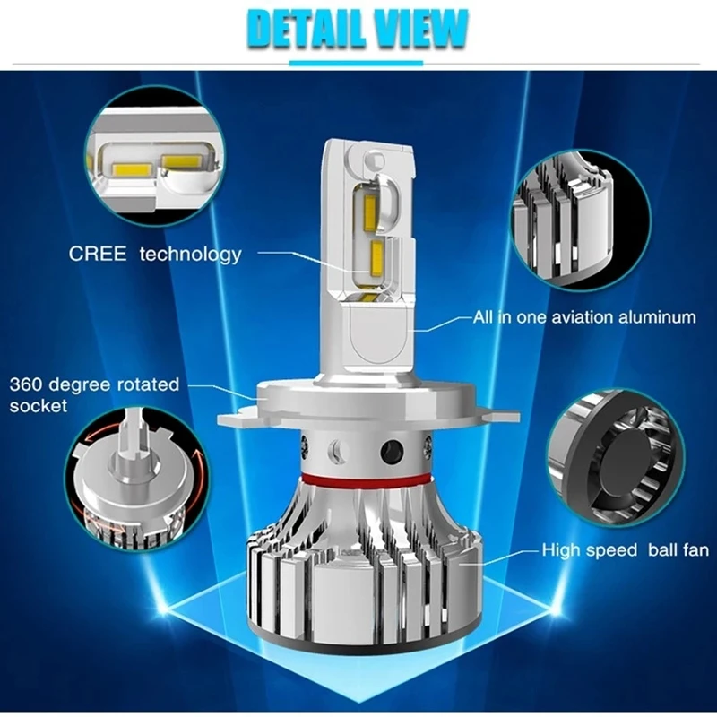 72W фары для 12000LM F2 H4 H7 H8 H11 h13 автомобиля светодиодный шарика противотуманного