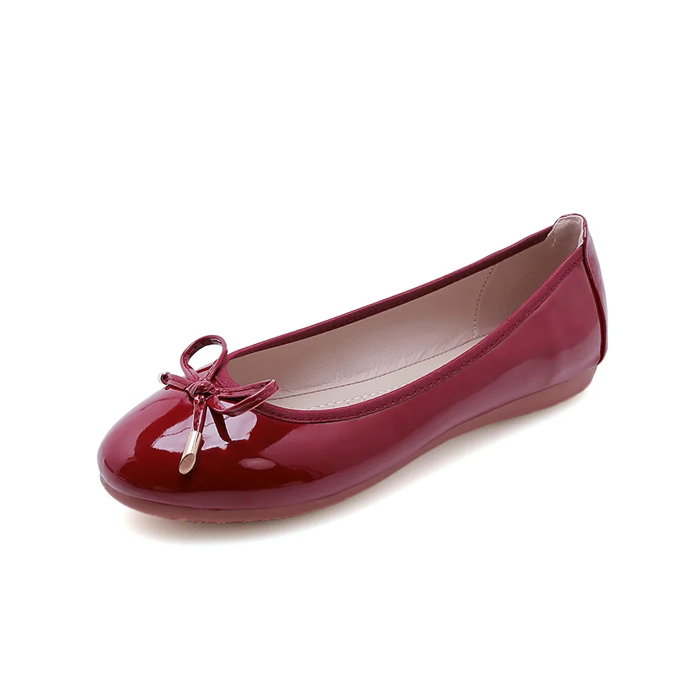 12 Colors Foldable Shoes Ladies Japanned Leather Pocket Flats Bowtie Moccasin Round Toe Chassure Femme Roll-Up Cake Shoes Ballet 6