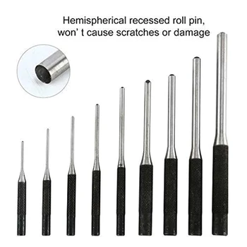 

9pcs Roll Pin Punch Steel +4pcs Hollow End Starter Punch Tool Woodwork Anti Slip