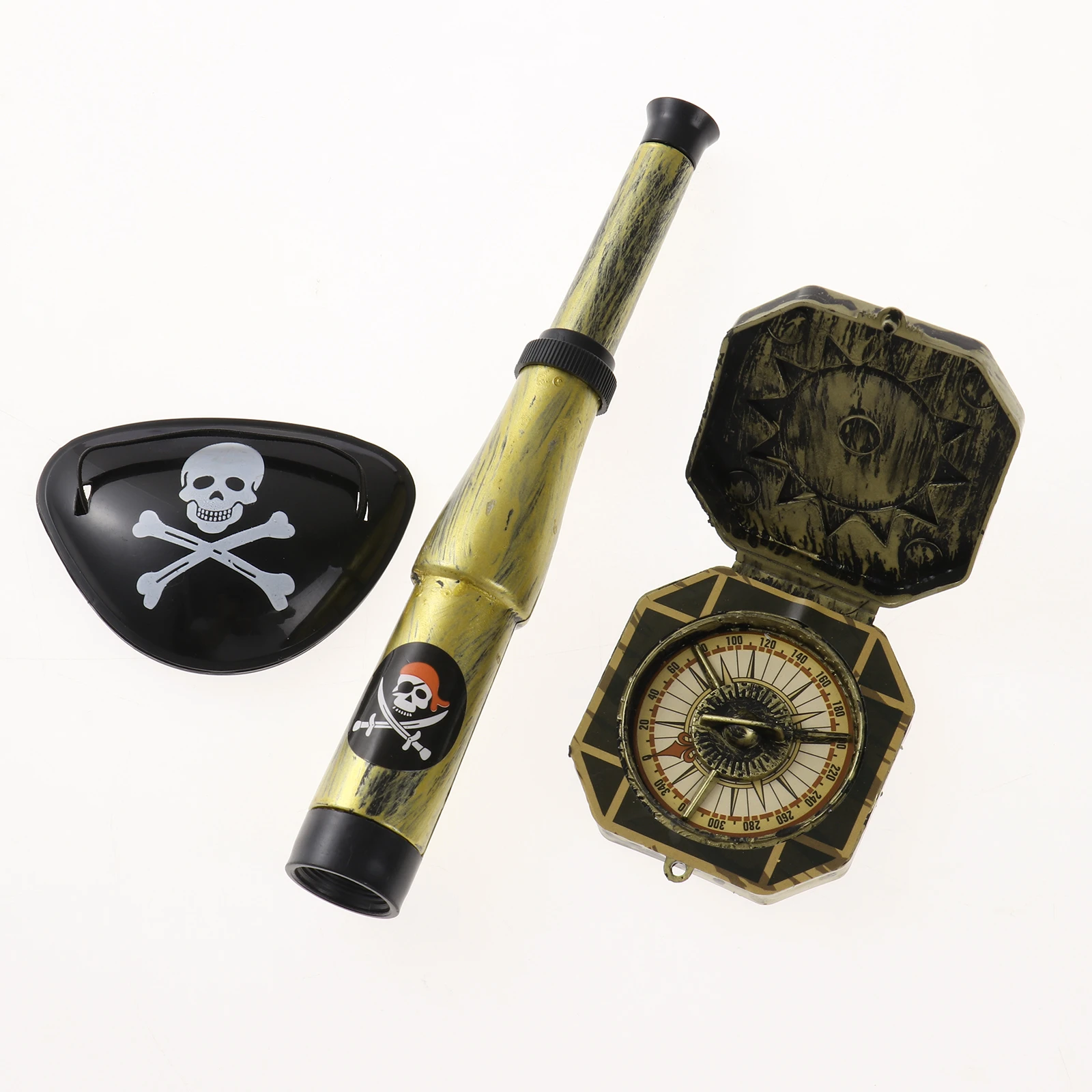 3/4pc Kids Pirate Fancy Dress Costume Compass Telescope Eye Patch Treasure Box
