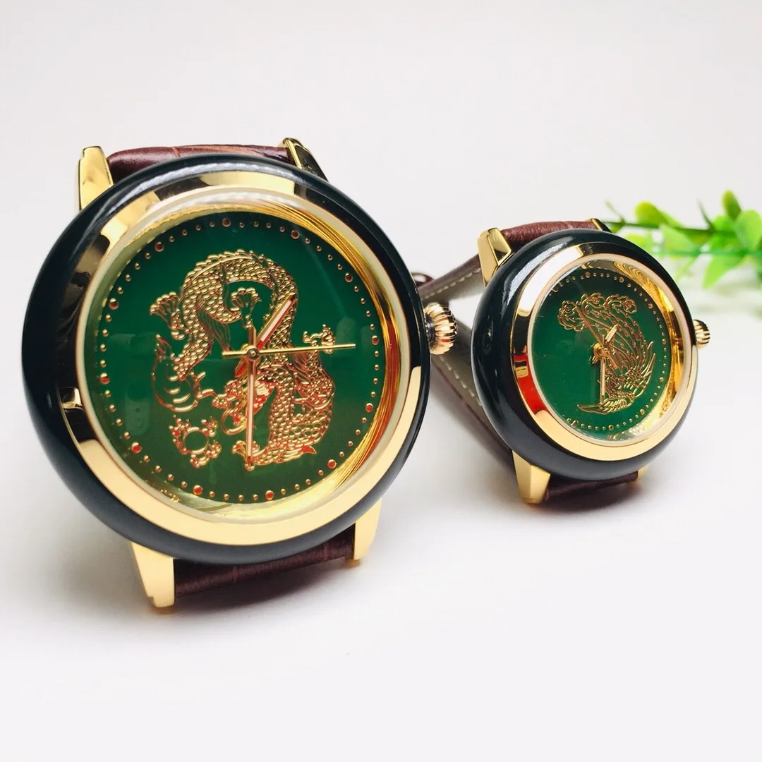 Unique New Brand luxury lovers jade Wristwatch Men's quartz top watch Couple fashion popular carnival Business Woman watch
