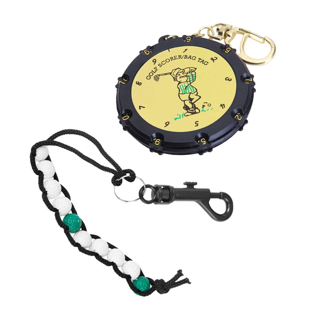 Golf Beads Score Counter With Clip + 18 Holes 9 Shots Golf Score Counter Round Scoring Tag