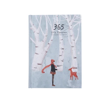 

Creative Hardcover Year Plan Notebook 365 Days Inner Page Monthly Daily Planner Organizer Diary, White+green Snow deer