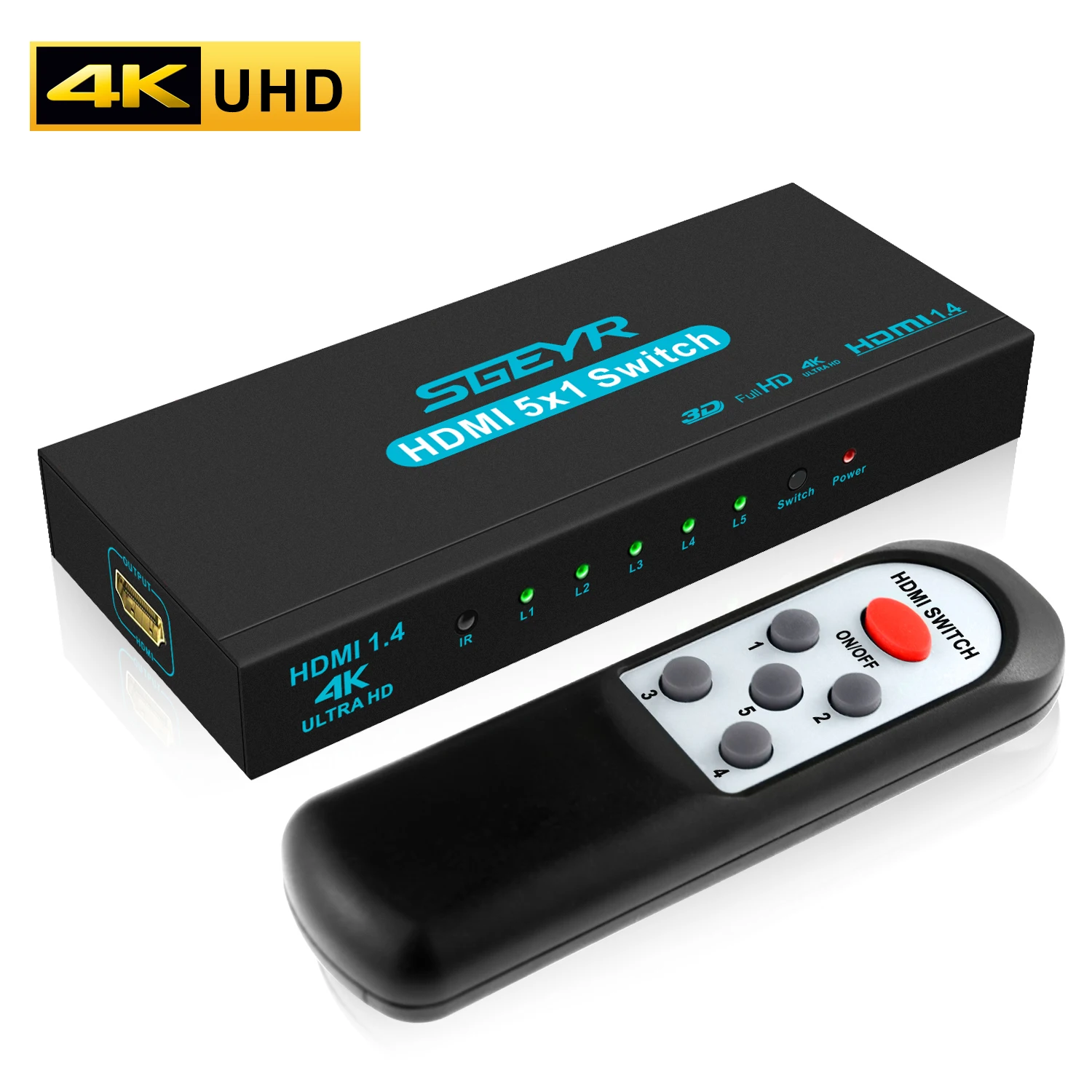 4k 5 портовый HDMI коммутатор 5x1 концентратор 4K Full HD 1080P 3D совместимый с пк ноутбуком