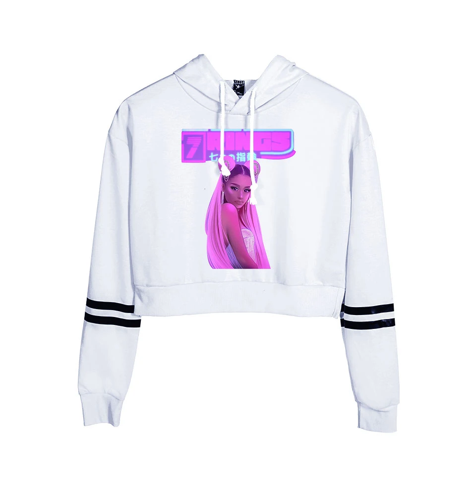 Hot Ariana Grande crop Top Hoodies women Fashion Cotton Harajuku Autumn Women's/girl's Hoodies And orange Sweatshirt