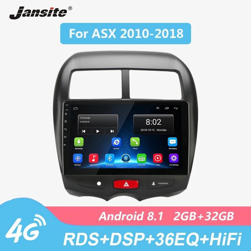 

Jansite 10" 2G+32G Car Radio For Mitsubishi ASX 2010-2018 RDS Wifi GPS Android Touch screen multimedia video players with Frame