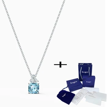 

2020 High Quality New Light Sea Blue Sparkling Necklace For Girlfriend Fashion Classic Exquisite Romantic Birthday Gift