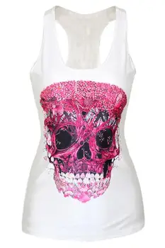 

The new digital printing ladies I-vest red tree skulls Gym Vest
