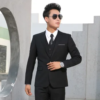 

Men Suits Slim Business Formal Casual Classic Suit Wedding Groom Party Prom Single Breasted Color Black Gray Navy Blue