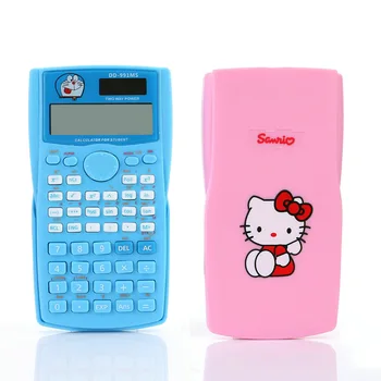 

Cute Kawaii Hello Kitty Doraemon Function Portable Solar Calculator Uniwise 12 Digital Display 2-Line LCD Scientific Calculator