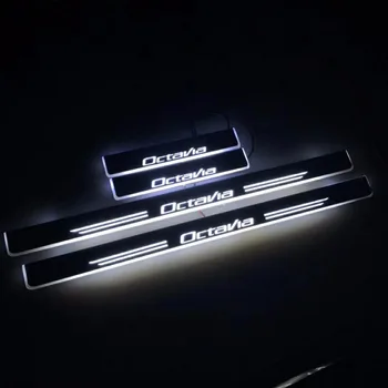 

Free express ship Led door sill Decorative lights Slat guards Plate strips for skoda octavia