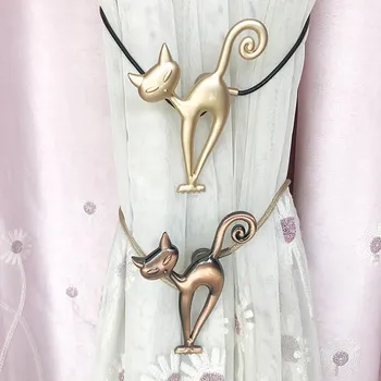 

Cat Metal Curtains Tie Back Holder Kids Magnet Curtains Buckle Clips Uniq Magnetic Shower Curtain Strap Home Decoration Dec pro