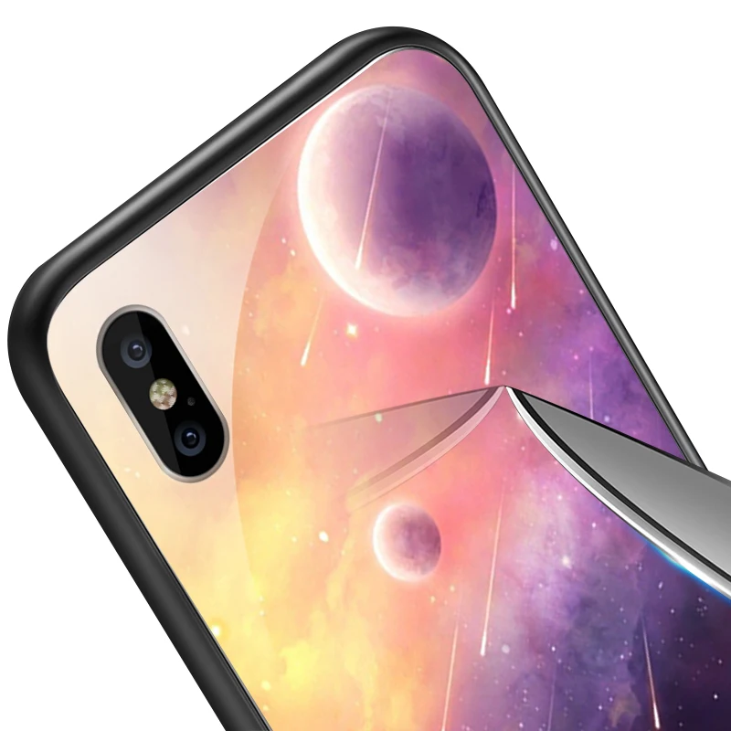 Для iPhone 5S, SE 6 6S 7 8 Plus XR XS MAX задняя крышка из закаленного стекла для Meizu M6 M5 M8 M9 Note 16th Plus TPU противоударный жесткий чехол