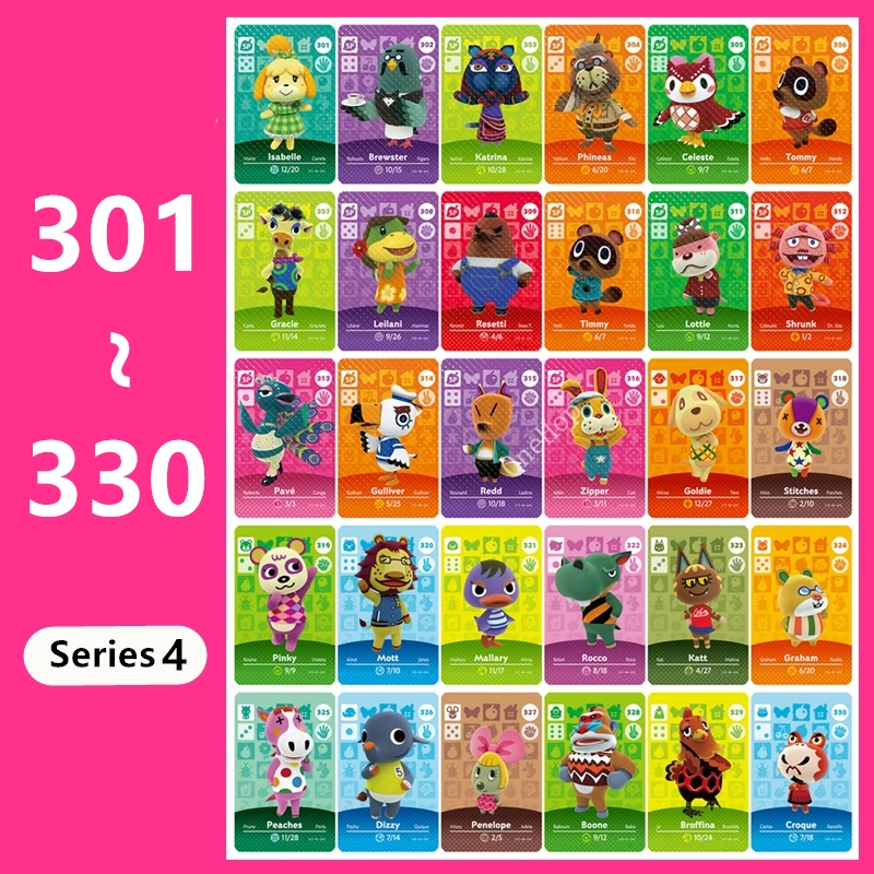 Tarjeta de juego de animales croxxxing n. ° 301 ~ 330, NFC, serie 4, para NS Switch 3DS, Villager New Horizons
