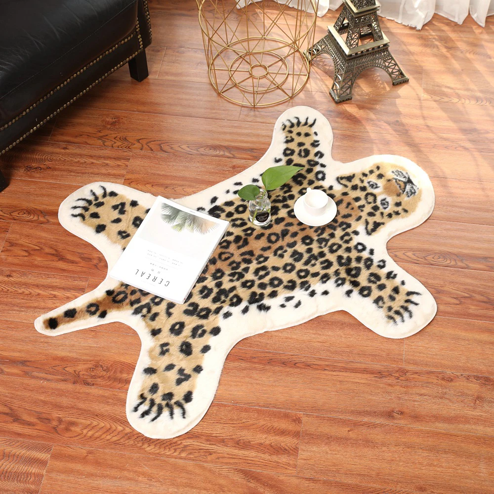 

80x105CM Tiger Printed Rug Cow Leopard Tiger Printed Cowhide Faux Skin Leather NonSlip Antiskid Mat Animal Print Carpet