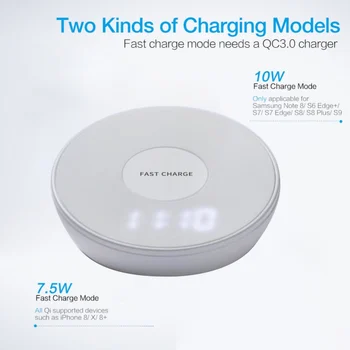 

NEW Desk Lamp night-light LED clock wireless charger base fast charging pad for samsung Galaxy S9 S8 Note8 S7Edge for IPhone