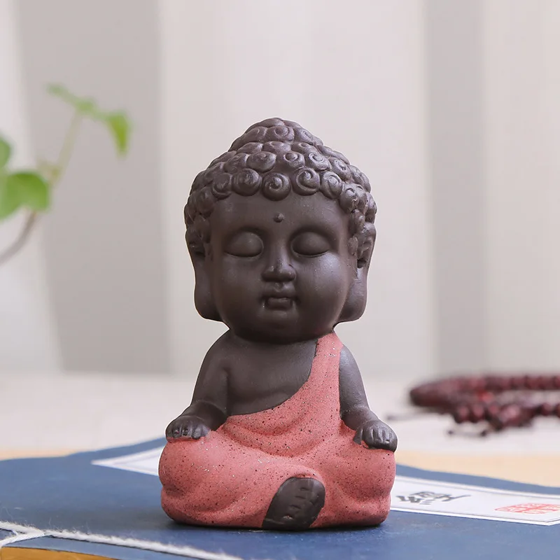 Фиолетовый песок украшения монах маленькая статуя Будды Статуэтка монах татхагата Индия Йога Мандала чай домашнее животное чайный набор кунг-фу ремесла